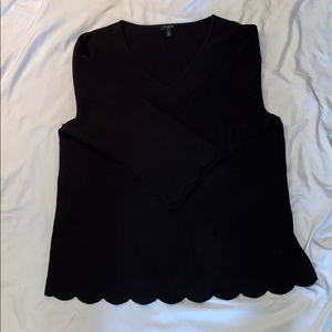 Black sweater with scallop detail